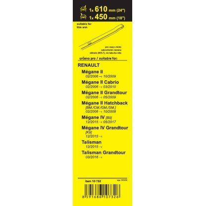 Stěrače FLAT SET BOLT 610-450mm, 10732