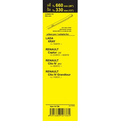 Stěrače FLAT SET (BOLT) 660+330mm, 10736