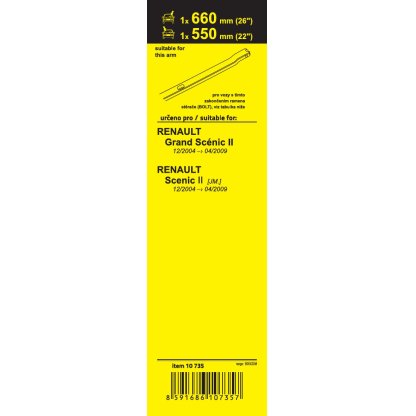 Stěrače FLAT SET (BOLT) 660+550mm, 10735