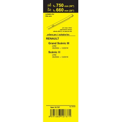 Stěrače FLAT SET (BOLT) 750+660mm, 10737