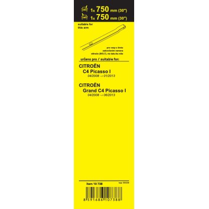 Stěrače FLAT SET (BOLT) 750+750mm, 10738