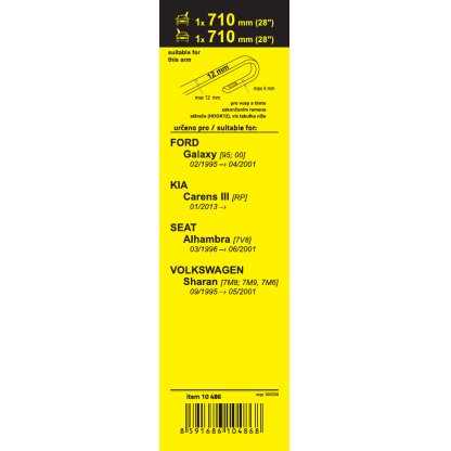Stěrače FLAT SET (HOOK 12mm) 710+710mm, 10486