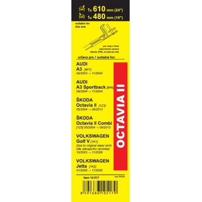 Stěrače FLAT SET (PIN) 610+610mm, 10518