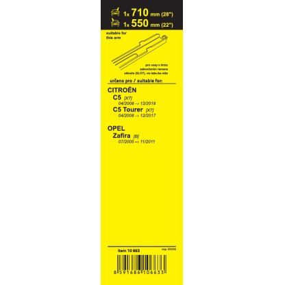 Stěrače FLAT SET (SLOT) 710+550mm, 10663