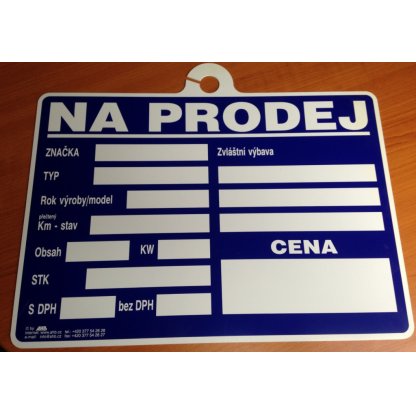 Štítek plastový "NA PRODEJ" - modro/bílý - 724250300