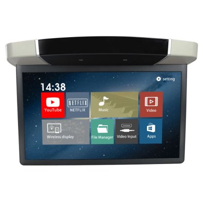 Stropní LCD monitor 15,6" šedý s OS. Android HDMI / USB, dálkové ovládání se snímačem pohybu