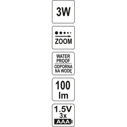 Svítilna čelovka 3W 100lm (ZOOM) YT-08590