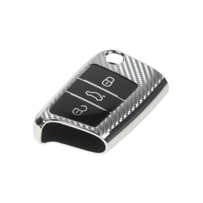 TPU obal pro klíč Škoda, VW, Seat, carbon silver