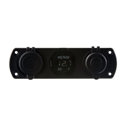Trojitá zásuvka do panelu CL, Voltmetr, 2x USB nabíječka QC3.0/PD