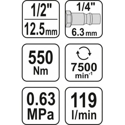 Utahovák pneumatický 1/2" 550 Nm - YT-09511
