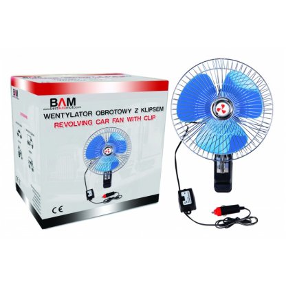 Ventilátor 12V/20W kovový pr.20cm s klipsem, 10148