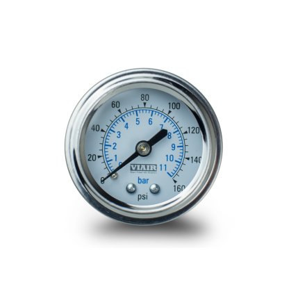 VIAIR ukazatel tlaku 1,5" jednoručičkový bílý, do 11 bar / 160 PSI