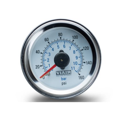 VIAIR ukazatel tlaku 2" dvojručičkový, bílý, podsvícený, do 11 bar / 160 PSI