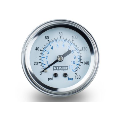 VIAIR ukazatel tlaku 2" jednoručičkový, bílý, podsvícený, do 11 bar / 160 PSI