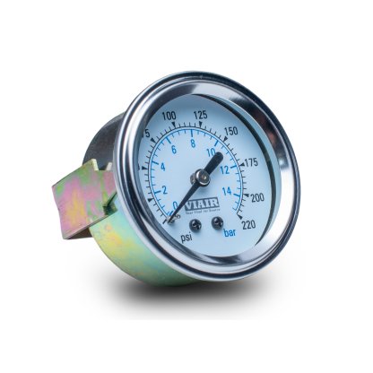 VIAIR ukazatel tlaku 2" jednoručičkový, bílý, podsvícený, do 15 bar / 220 PSI