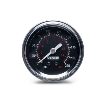 VIAIR ukazatel tlaku 2" jednoručičkový, černý, podsvícený, do 15 bar / 220 PSI