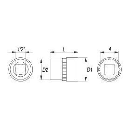 Vnitřní nástrčný klíč 1/2" dvanáctihranný 10 mm YATO - YT-1272