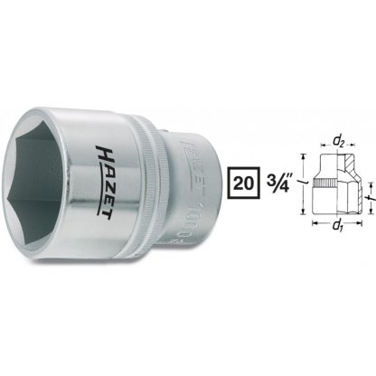 Vnitřní nástrčný klíč 3/4" šestihranný 32mm HAZET 1000-32 - HA000708