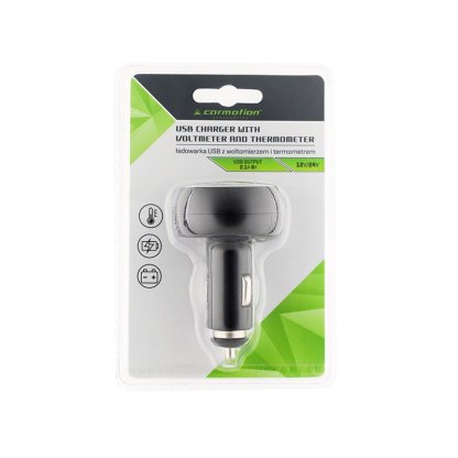 Voltmetr digitální s teploměrem a USB 2,1Ah, 58711