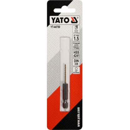 Vrták na kov 1,5mm TITAN HEX 1/4", délka 63mm - YT-44750