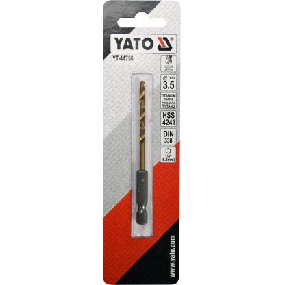 Vrták na kov 3,5mm TITAN HEX 1/4", délka 90mm - YT-44756