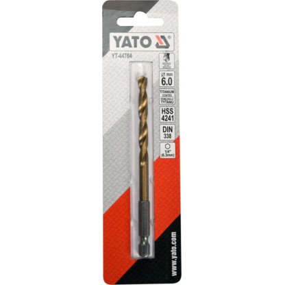 Vrták na kov 6mm TITAN HEX 1/4", délka 113mm - YT-44764
