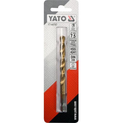 Vrták na kov 7,5mm TITAN HEX 1/4", délka 109mm - YT-44767