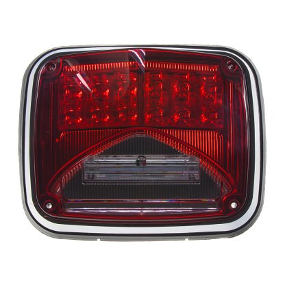 Výstražné LED světlo obdélníkové s přísvitem, 12-24V, červené, ECE R65