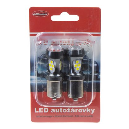 x LED BAU15s bílá, 12-24V, 16LED/3030SMD