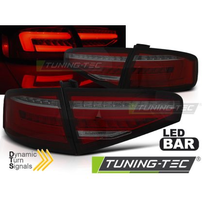 Zadní světla LED BAR a dynamickým blinkrem,AUDI A4 B8 12-15 sedan červená/kouřová