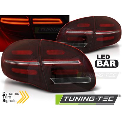 Zadní světla LED BAR a dynamickým blinkrem, Porsche Cayenne 10-15 černá/červená