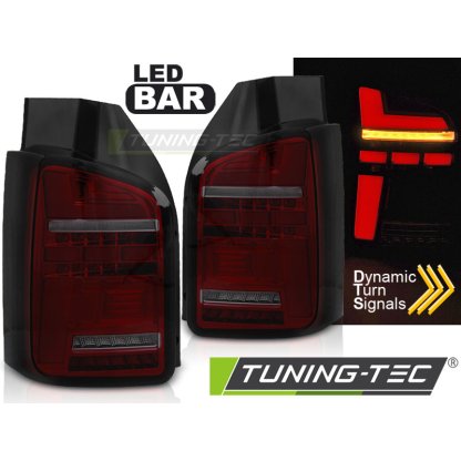 Zadní světla LED s LED dynamickým blinkrem VW T5 10-15 křídlové dvěře - červené kouřové
