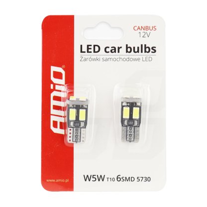 Žárovka 12V LED 6xSMD T10 (W5W) bílá, CAN-BUS, 01622