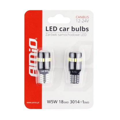 Žárovka LED CANBUS 18SMD 3014 + 1SMD T10 W5W White 12V/24V, 02446