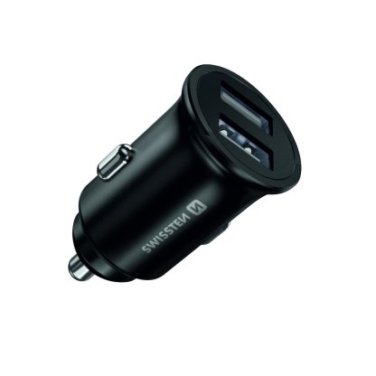 Zástrčka SWISSTEN s 2x USB výstupem 4,8 A (2,4A, 2,4A), 12/24V, 47413