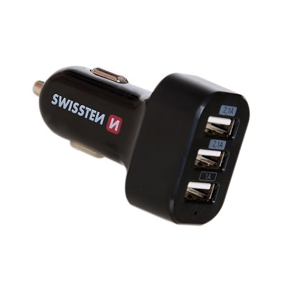 Zástrčka SWISSTEN s 3x USB výstupem 5,2 A, 12/24V, 44059