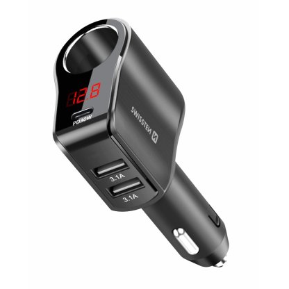 Zástrčka SWISSTEN s výstupem 1x CL, 1x USB-C PD a 2x USB-A 108W - 216W, 48043