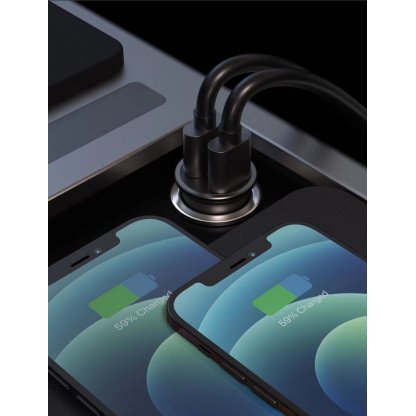 Zástrčka SWISSTEN USB-C Power Delivery + USB Quick Charge 3.0 36W, Metal černý, 47415