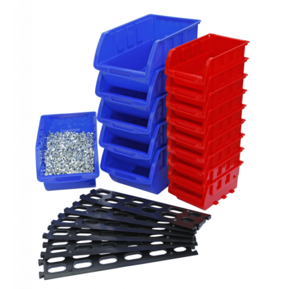 Závěsná plastová lišta s 15 plastovými boxy - MSBRWK0906