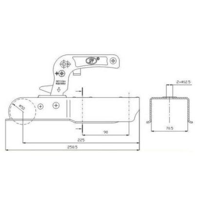 Závěsné zařízení (kloub) 750kg 70x70mm hranaté