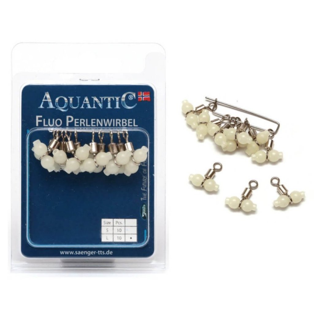 Aquantic obratlík s korálkem a zarážkou Swivel with Stopper Fluo Pearl L, 10ks