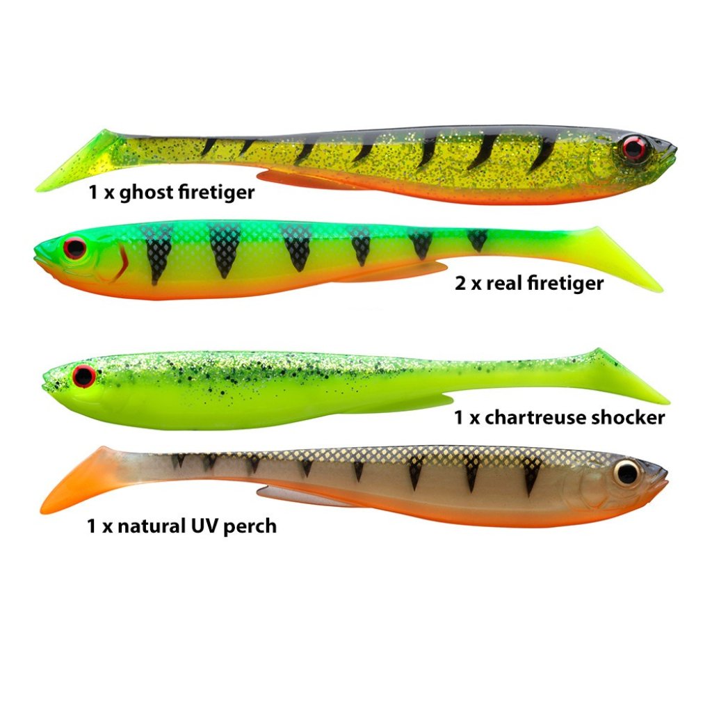 Daiwa Gumová nástraha Prorex Slim Shady Flash Color Set 13,5cm 56g 4ks