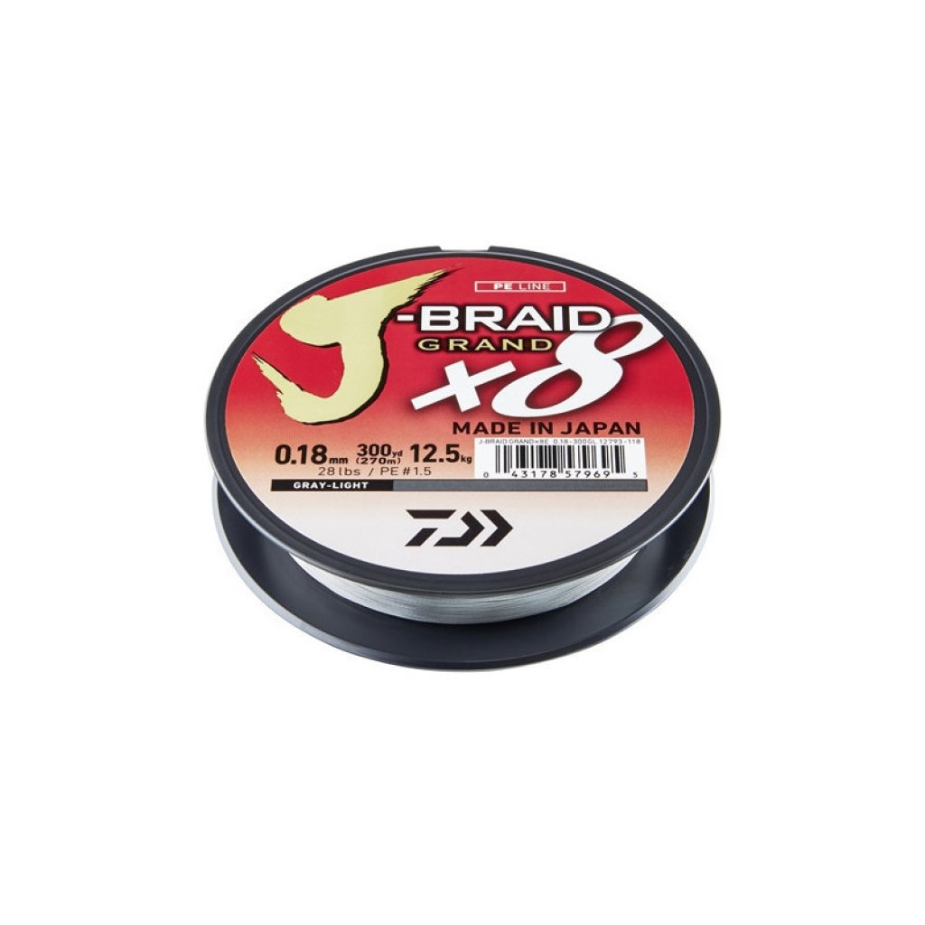 Daiwa Šňůra J-Braid Grand X8 Gray-Light 135m 0,10mm 7kg