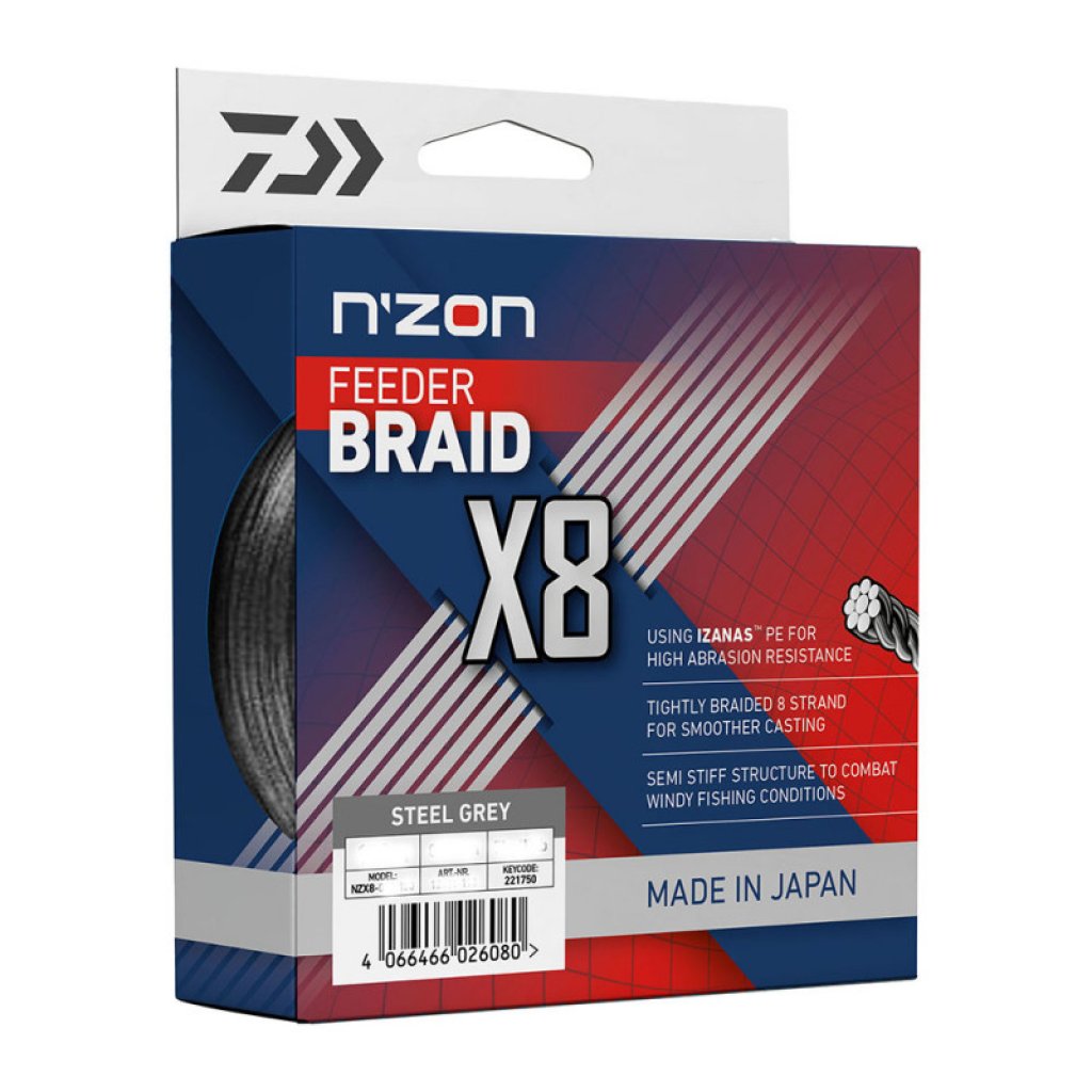 Daiwa Šňůra N'ZON X8 Braid Steel Grey 150m 0,10mm 7kg