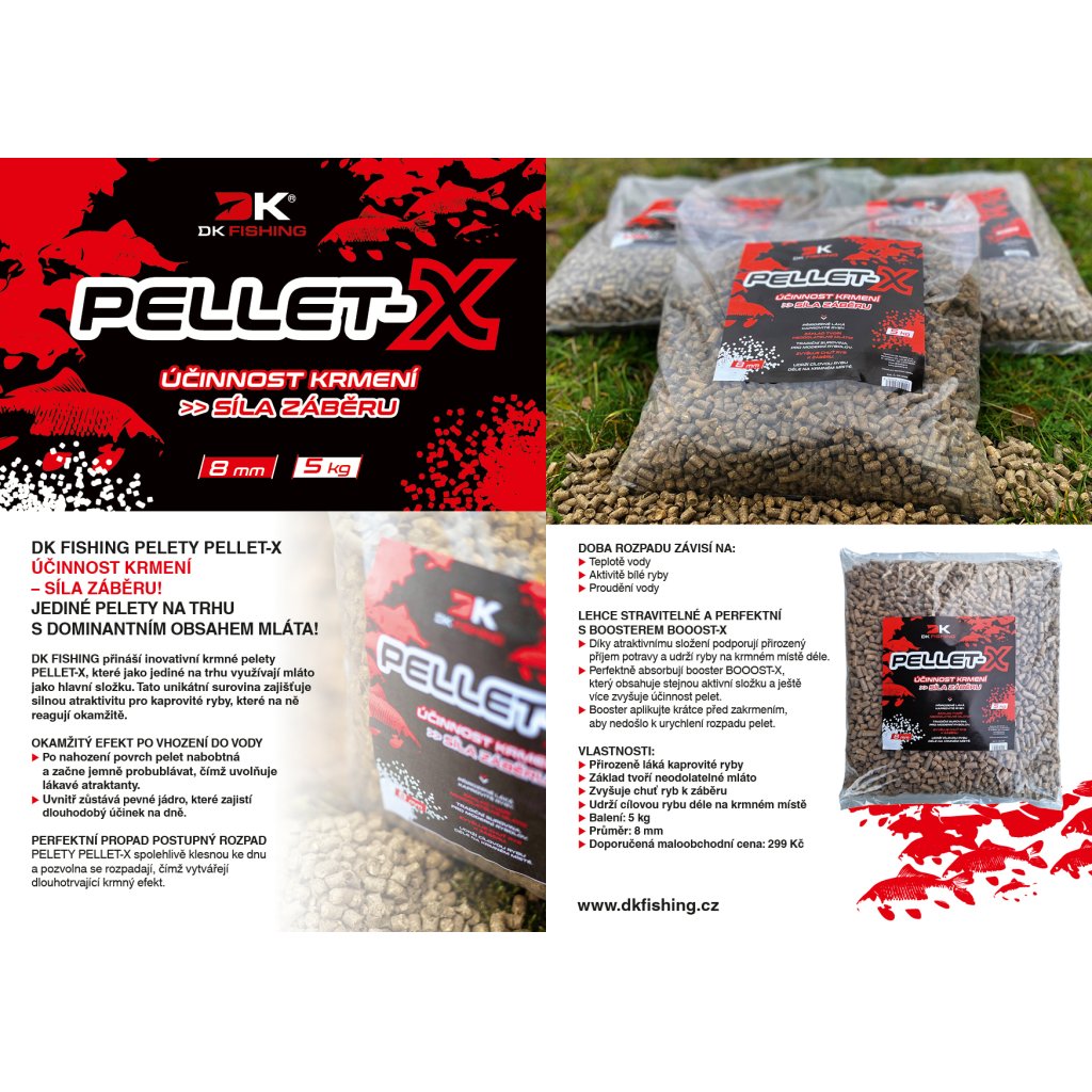 DK FISHING pelety z mláta PELLET-X 5kg 8mm
