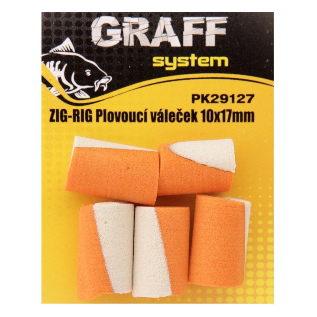 Graff Zig-Rig Plovoucí váleček 10x17mm Bílá/Ornažová 5ks