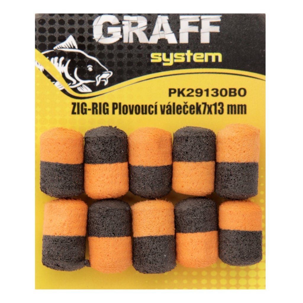Graff Zig-Rig Plovoucí váleček 7x13mm Černá/Oranžová 10ks