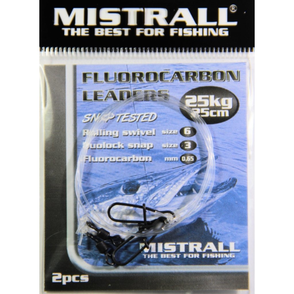 Mistrall fluorokarbonový návazec na dravce 25kg 25cm 2ks