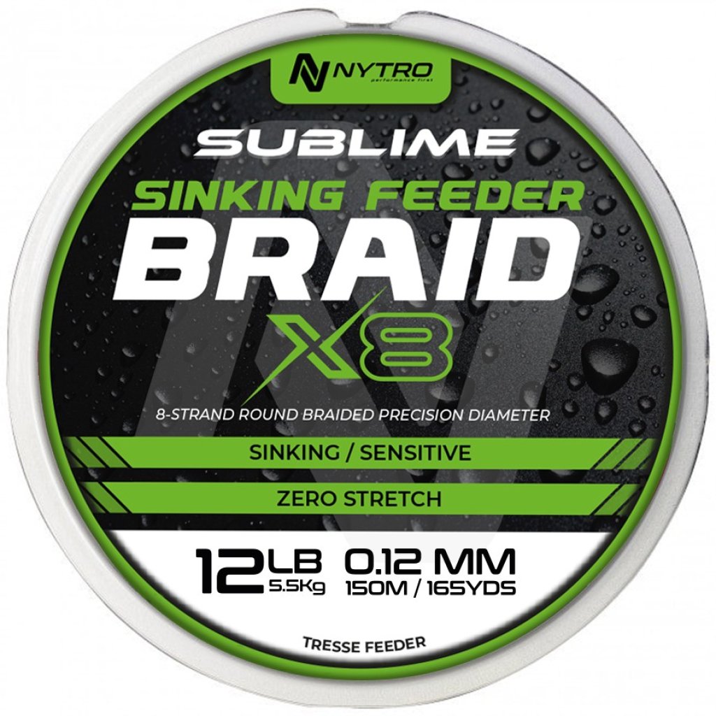 Nytro Šňůra Sublime X8 Sinking Feeder Braid 150m 0,08mm 4,1kg