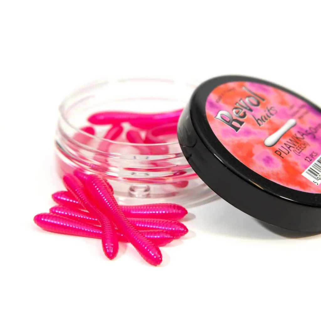Revol Baits nástraha Leech 50mm příchuť krevetka, barva růžová perleť 12ks